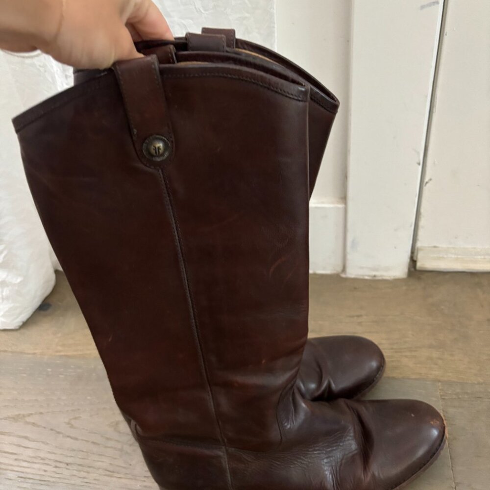 Frye 4001 Women’s Tall Riding Boots Brown Leather - Picture 2 of 4